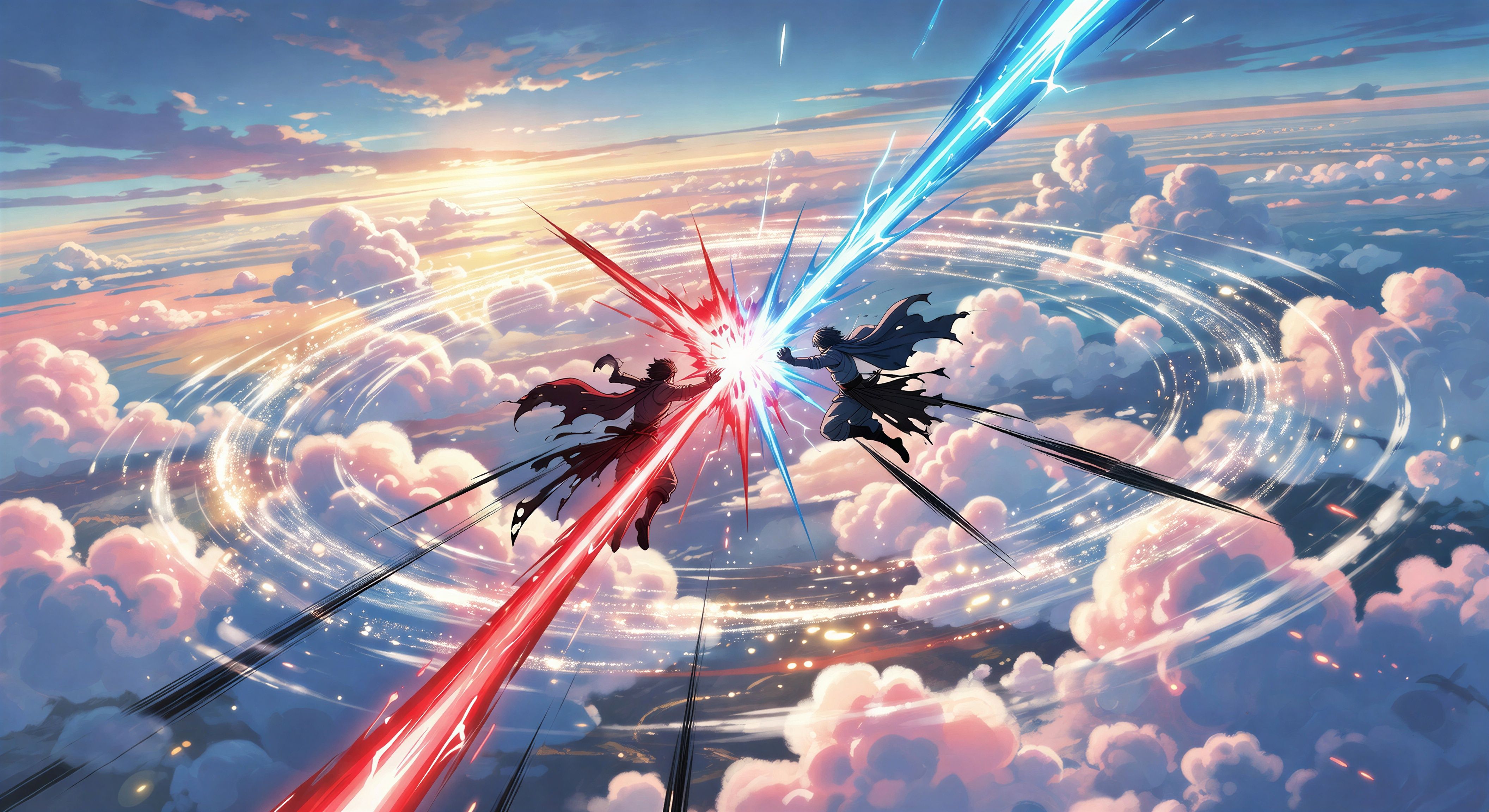 Sky duel with energy beams
