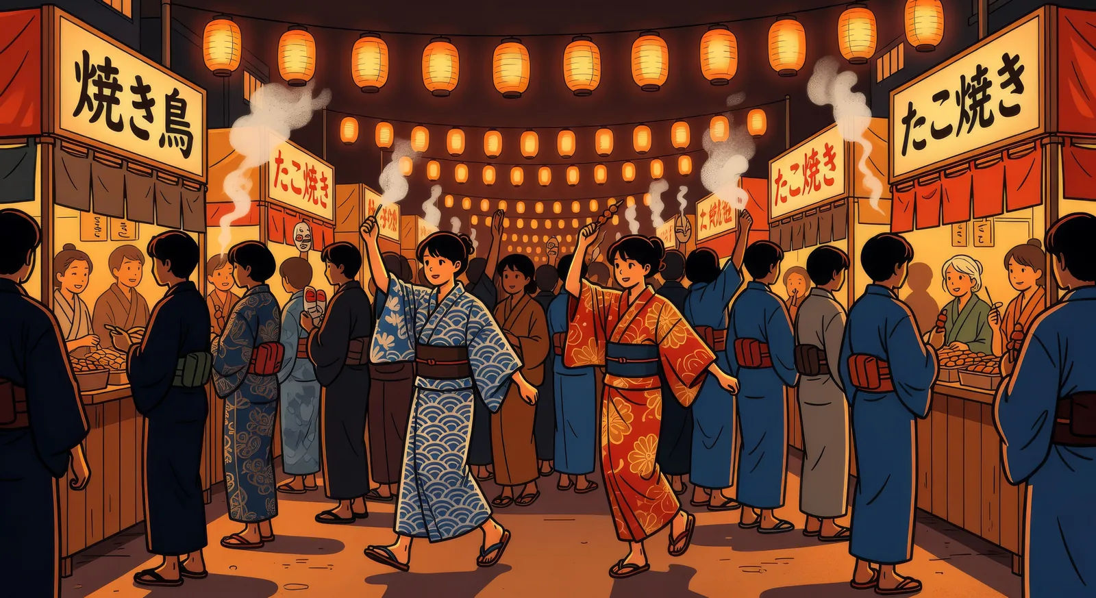 Festival night with paper lanterns
