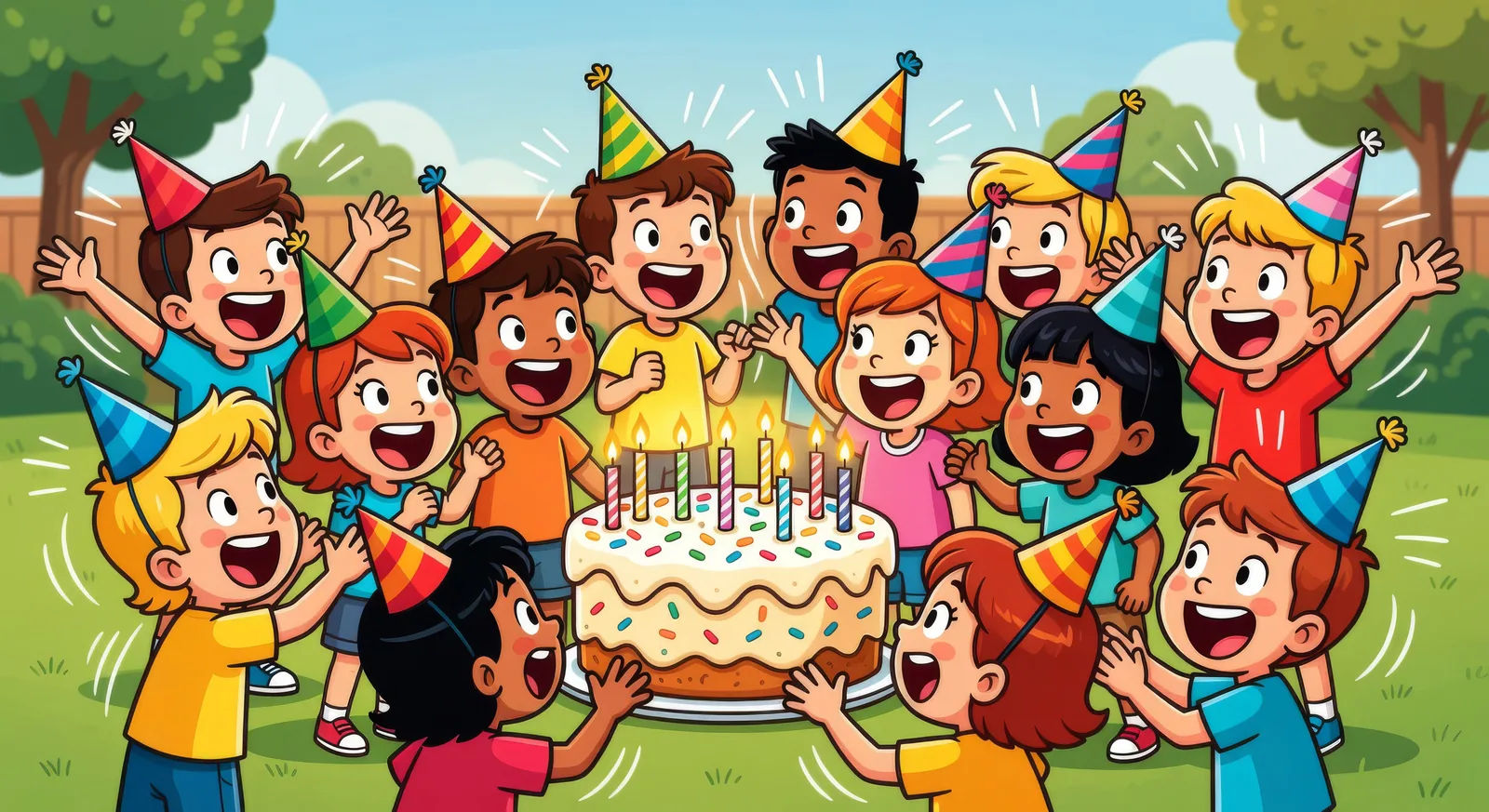 Birthday party with paper hats