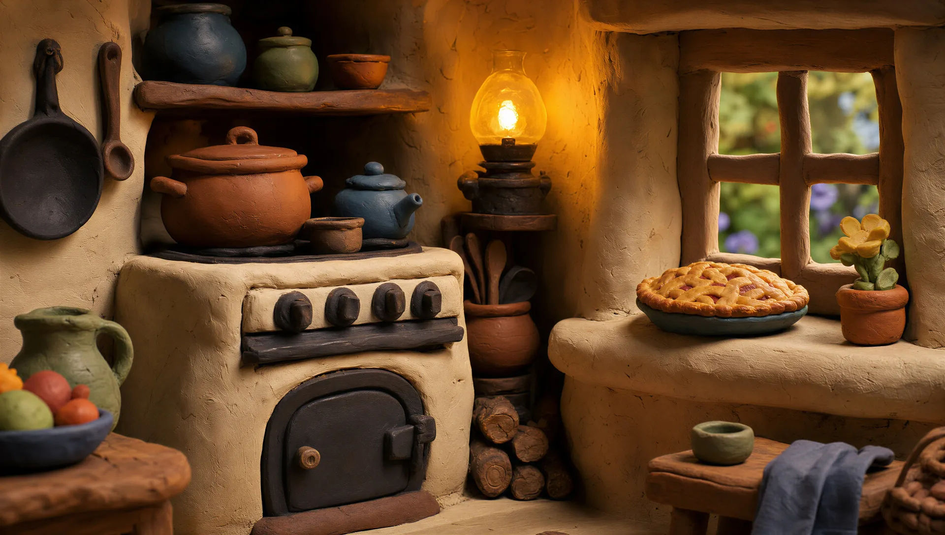 A clay kitchen