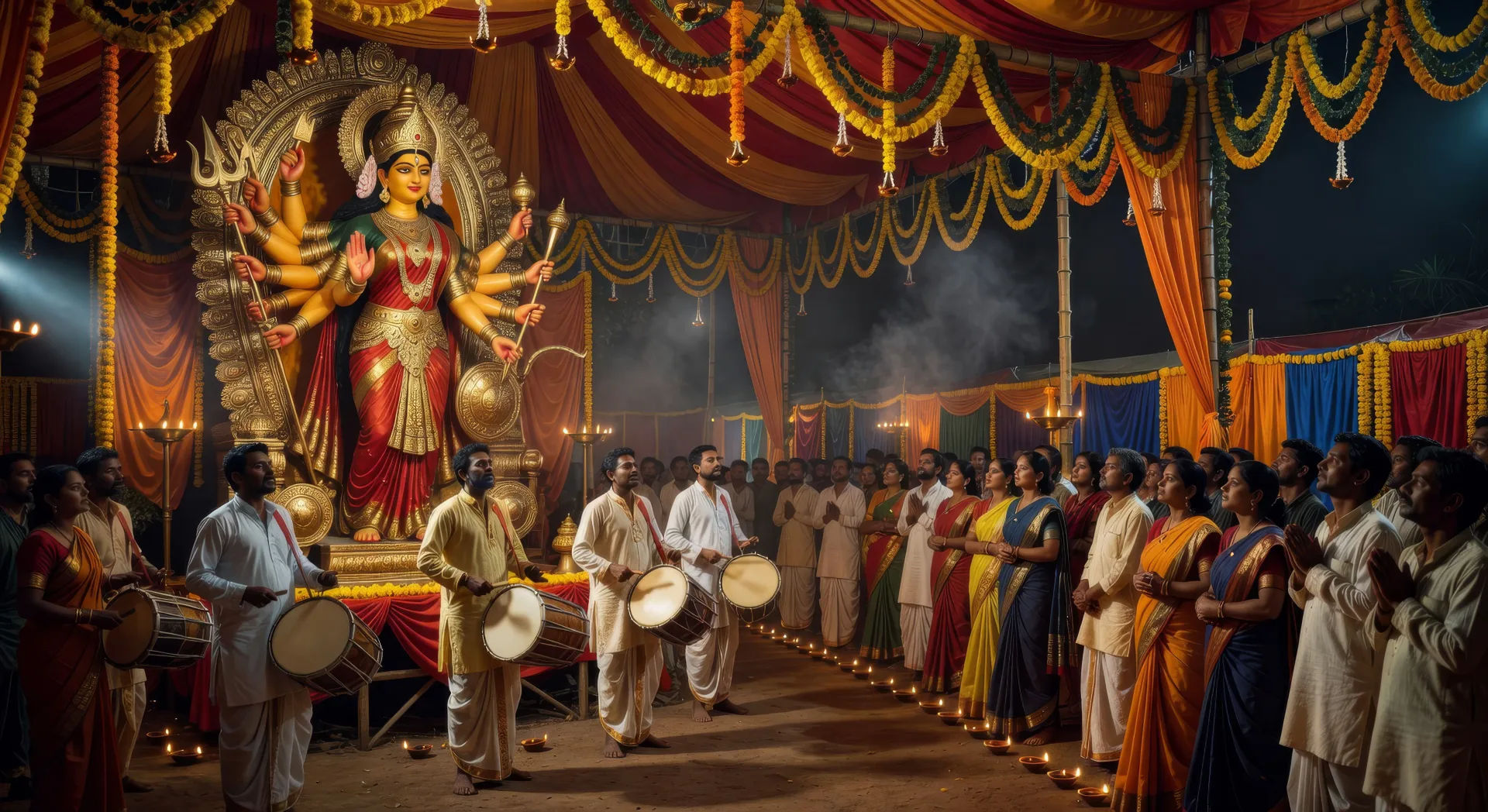 Navratri pandal at night
