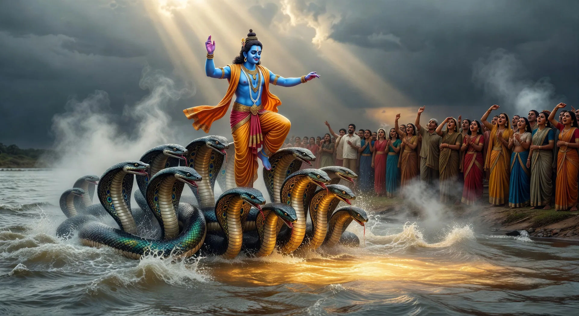 Krishna subdues Kaliya in the Yamuna