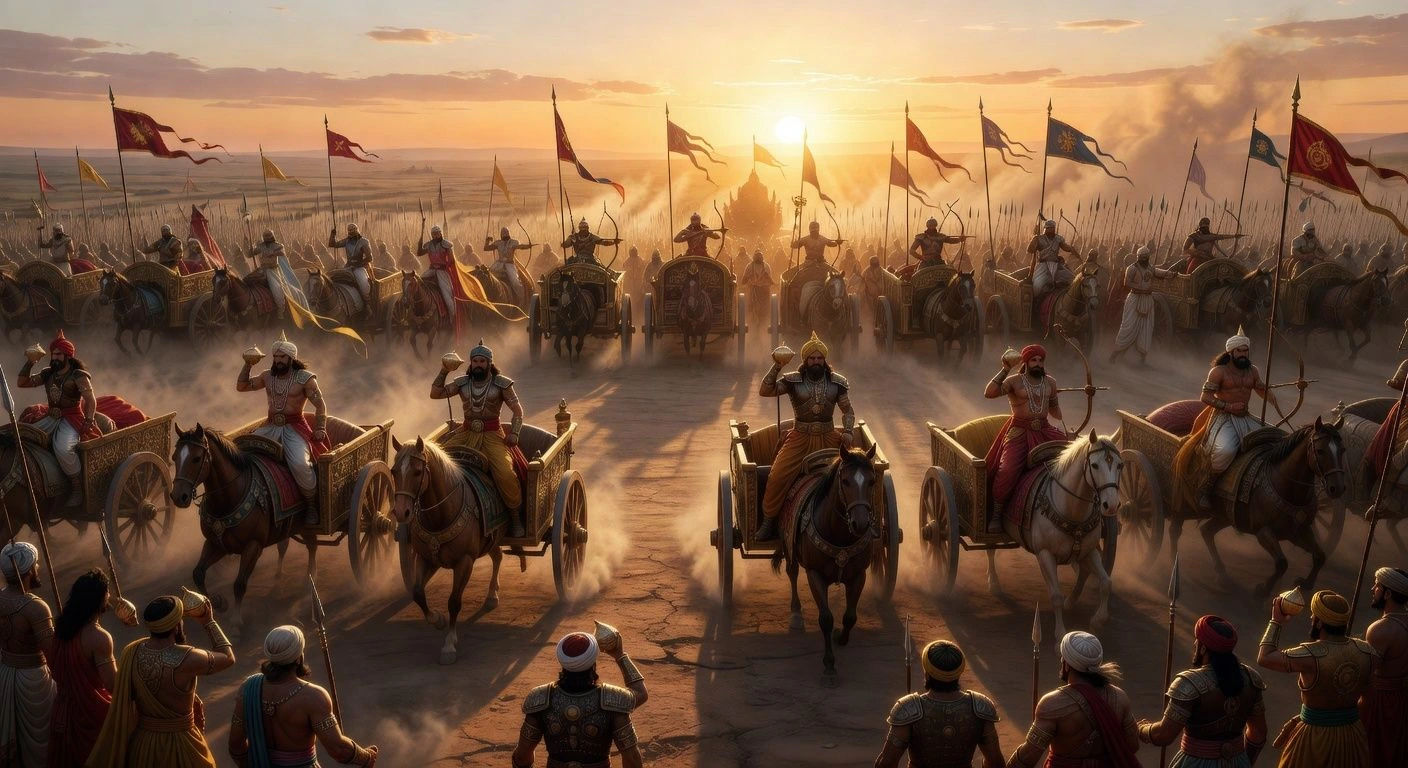 The Kurukshetra battle at dawn