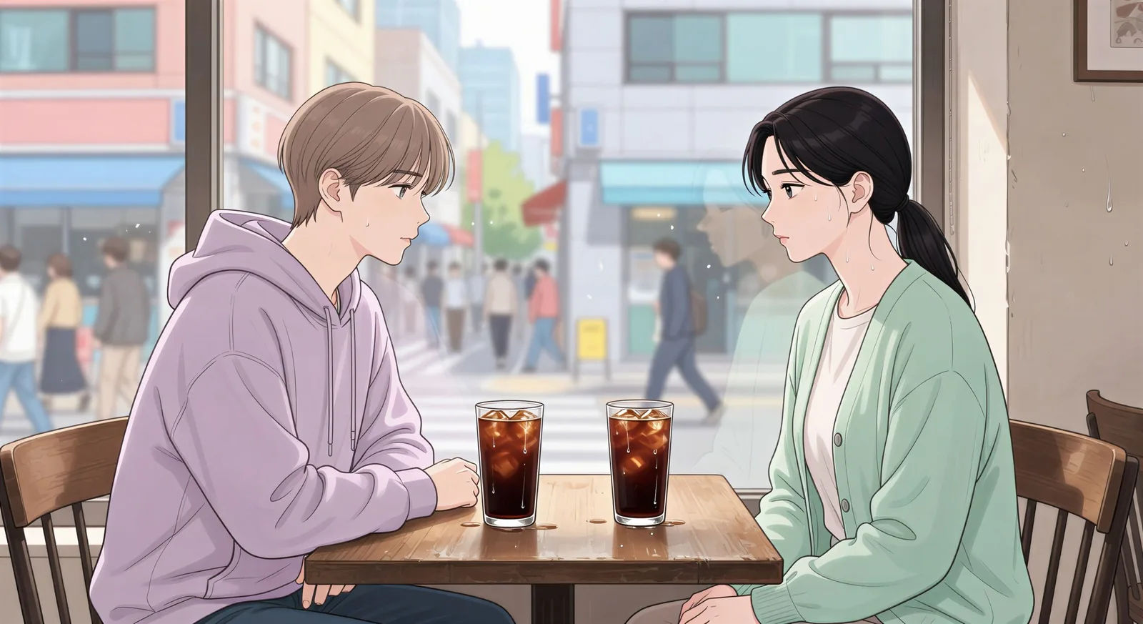 Quiet café conversation