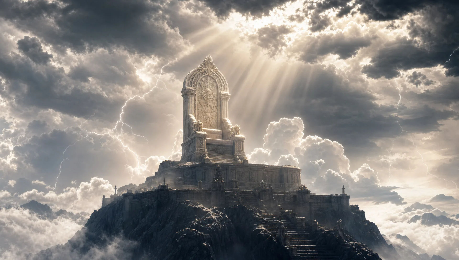 A god enthroned on a storm peak
