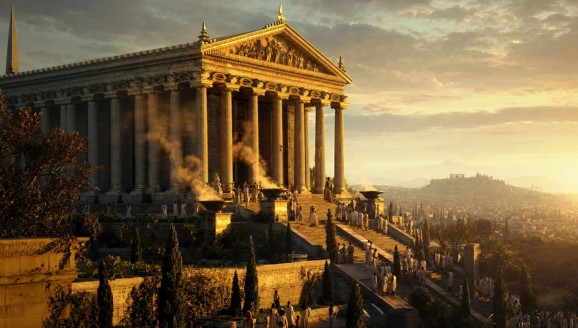 A temple at dawn