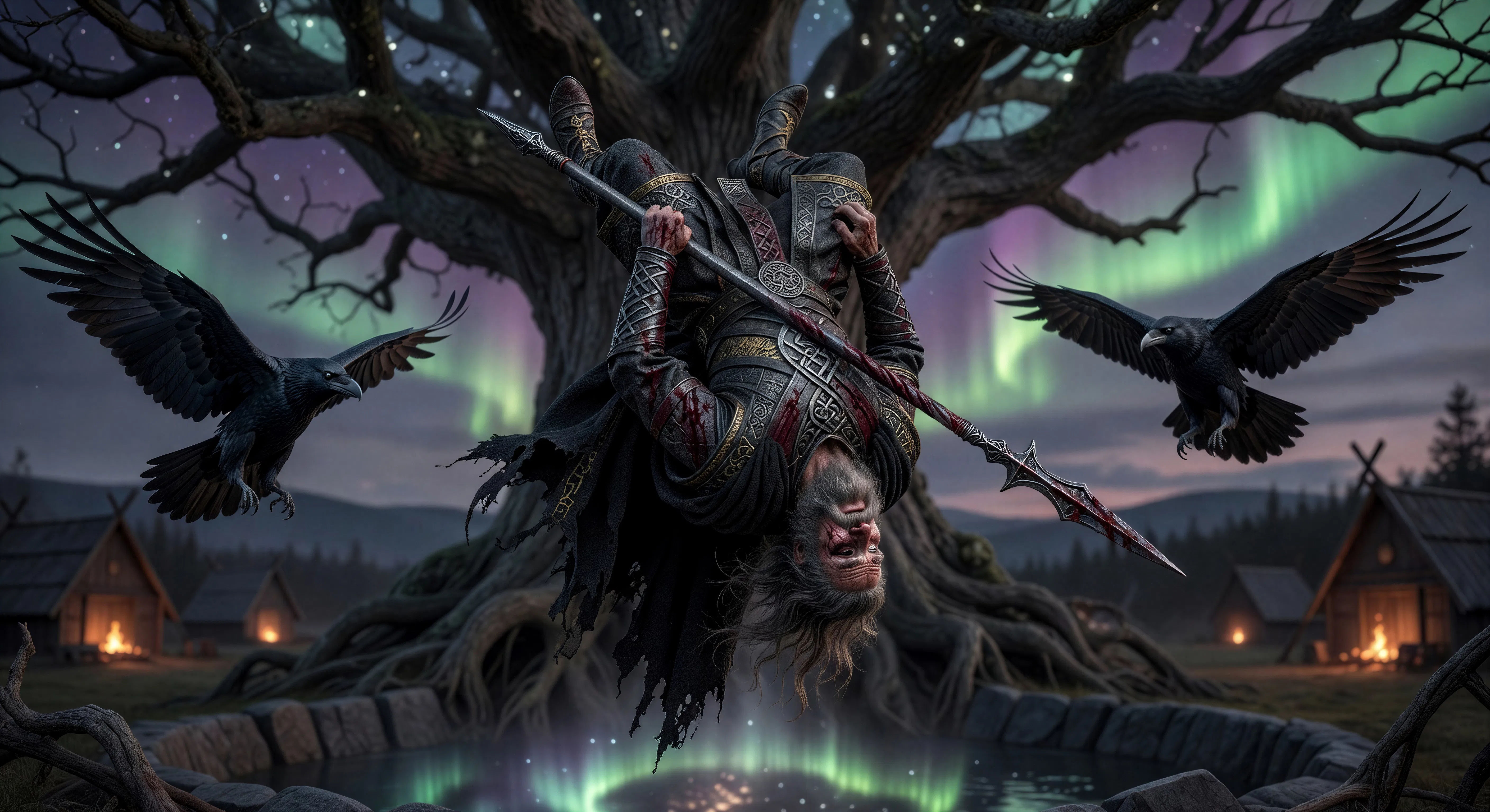 Odin hanging on Yggdrasil