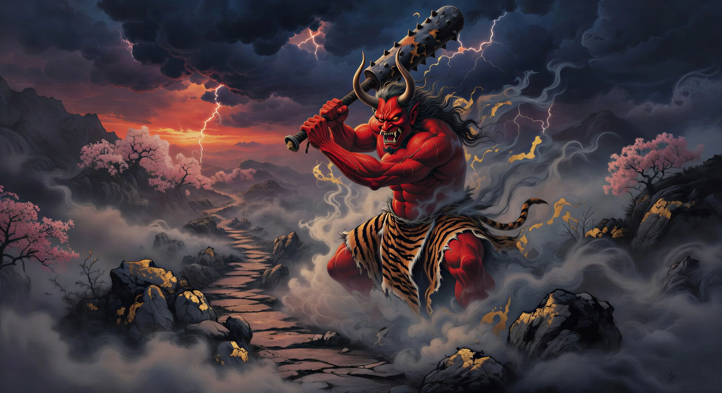 Red oni at the mountain pass