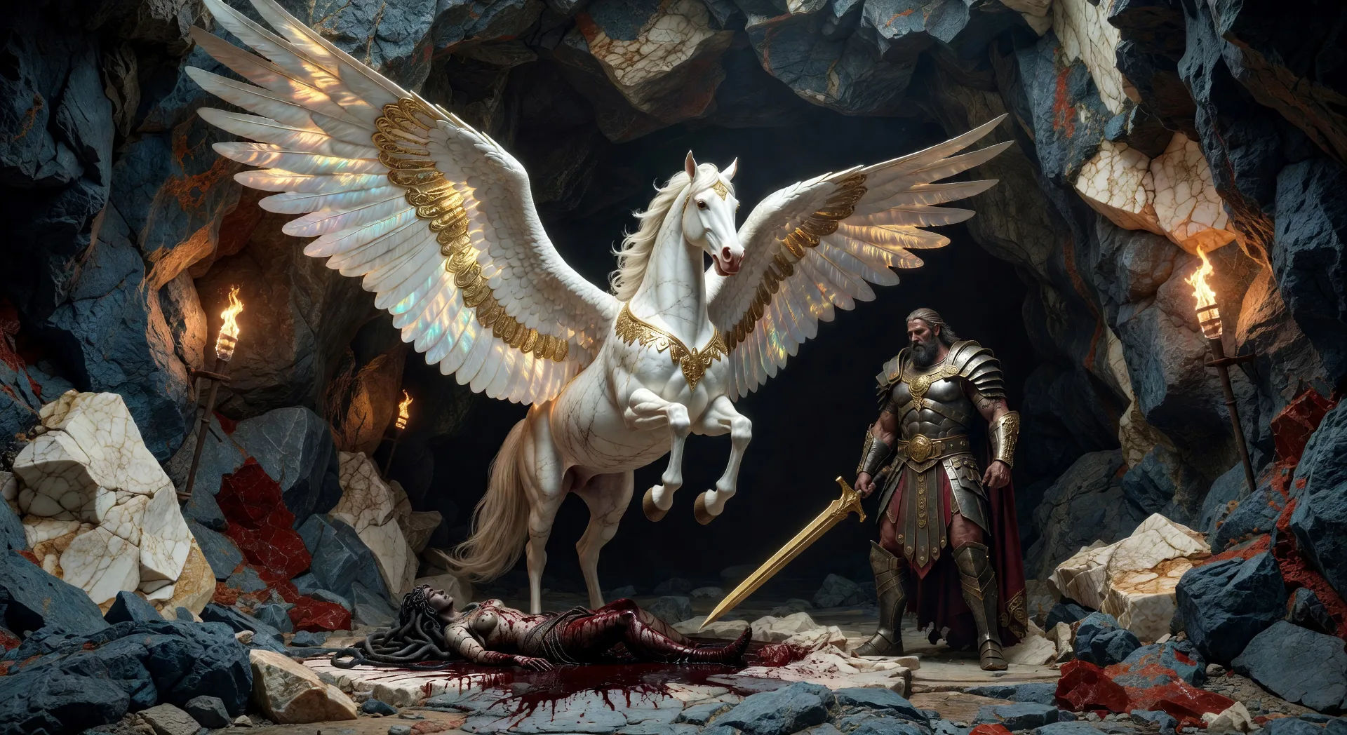 Pegasus springs from the blood
