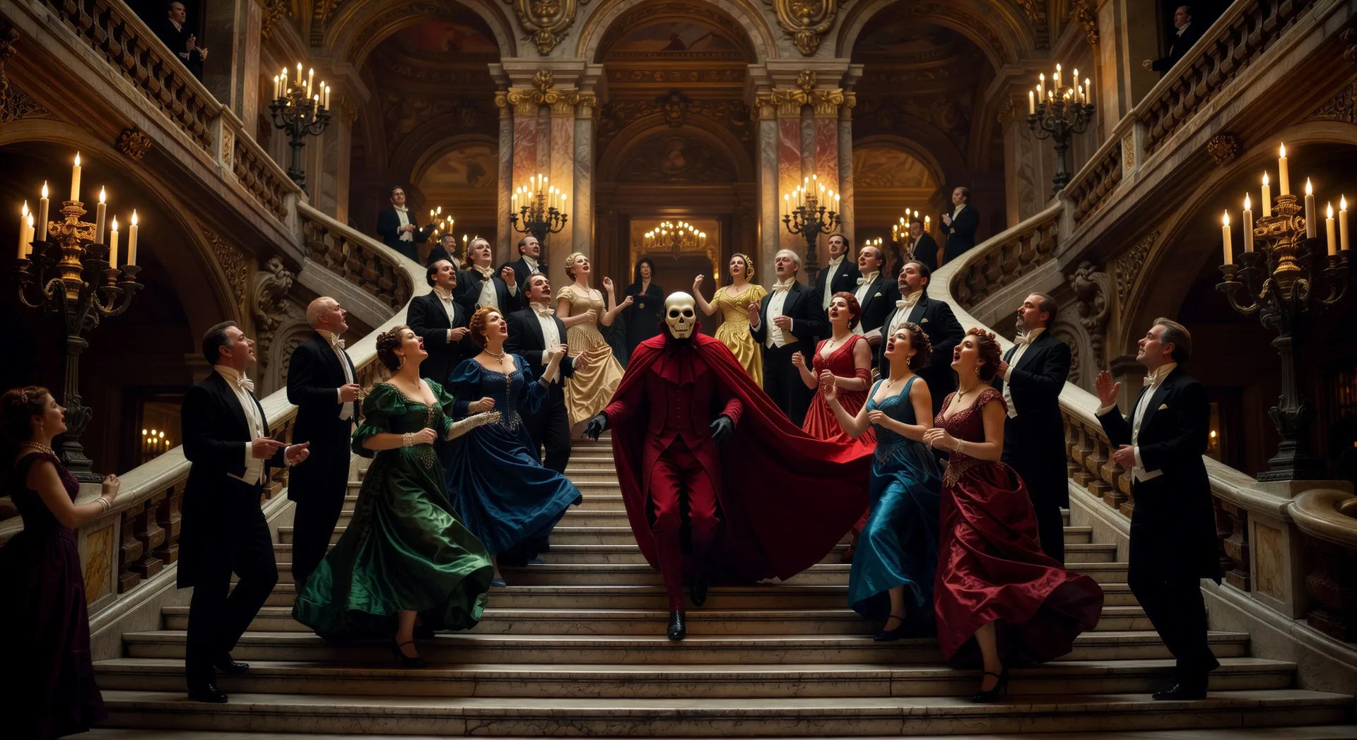 The masquerade ball on the grand staircase