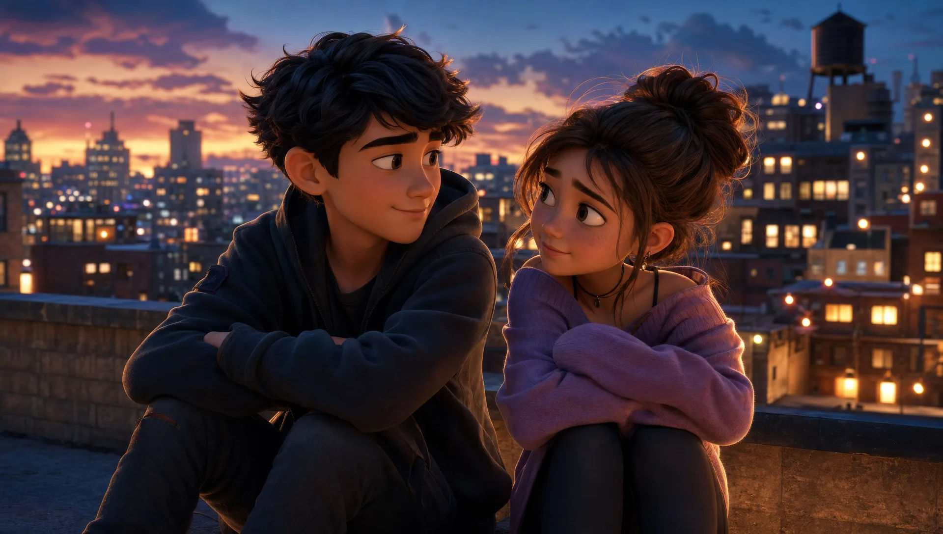A rooftop heart-to-heart