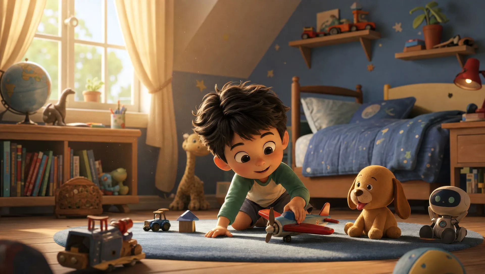 A sunlit bedroom morning