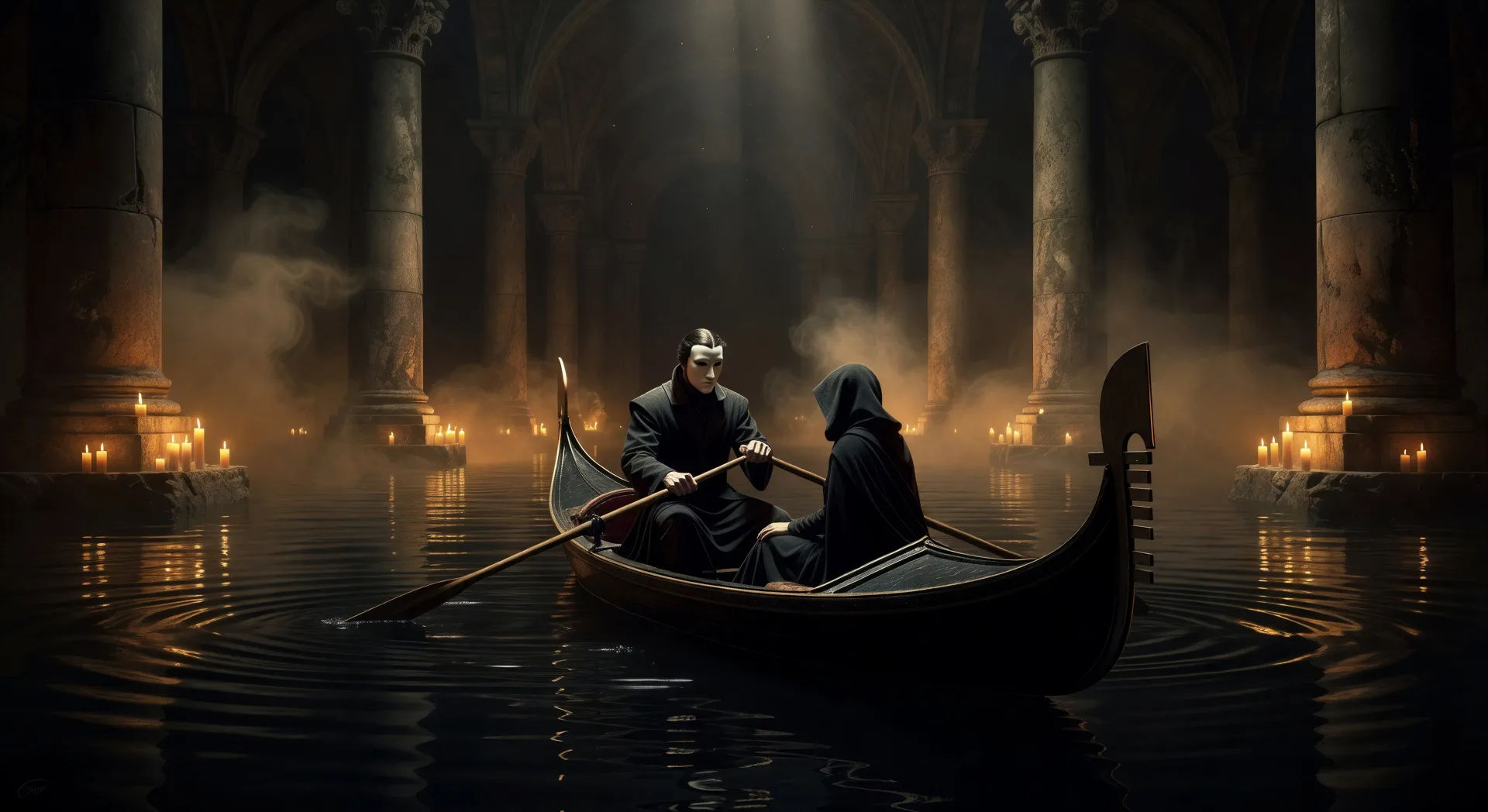 Crossing the underground lake