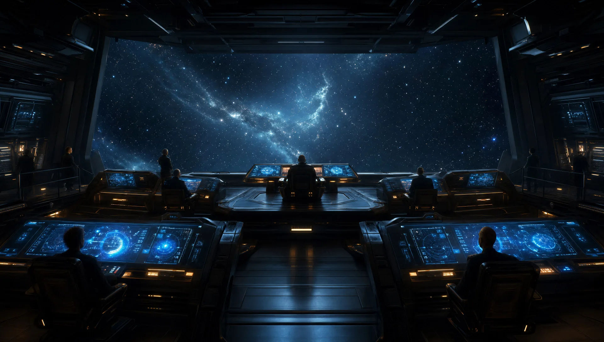 Starship bridge in console glow