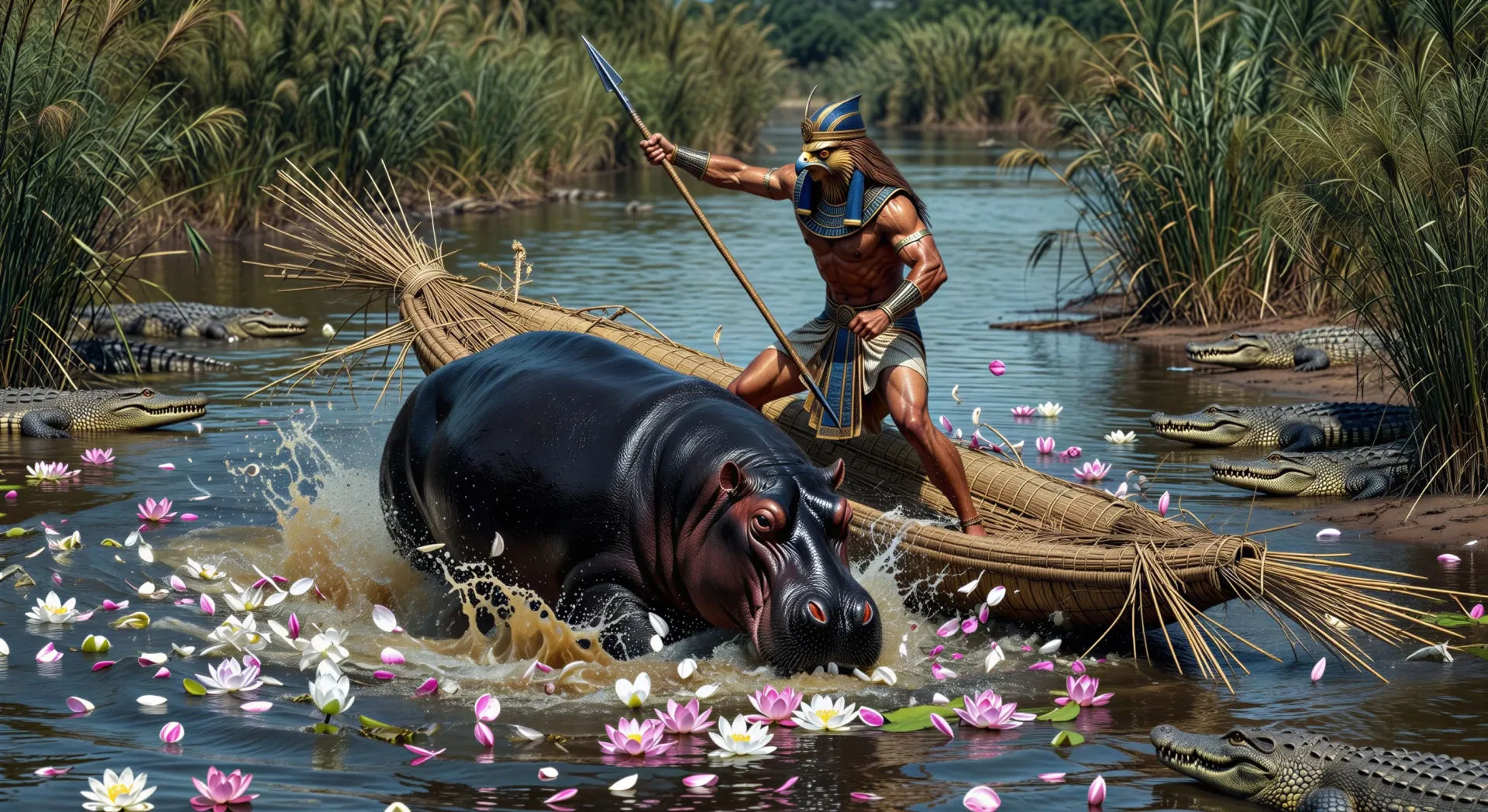 Horus harpoons Set as a hippopotamus