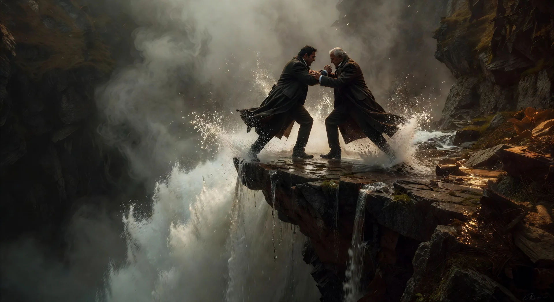 The duel at the Reichenbach Falls