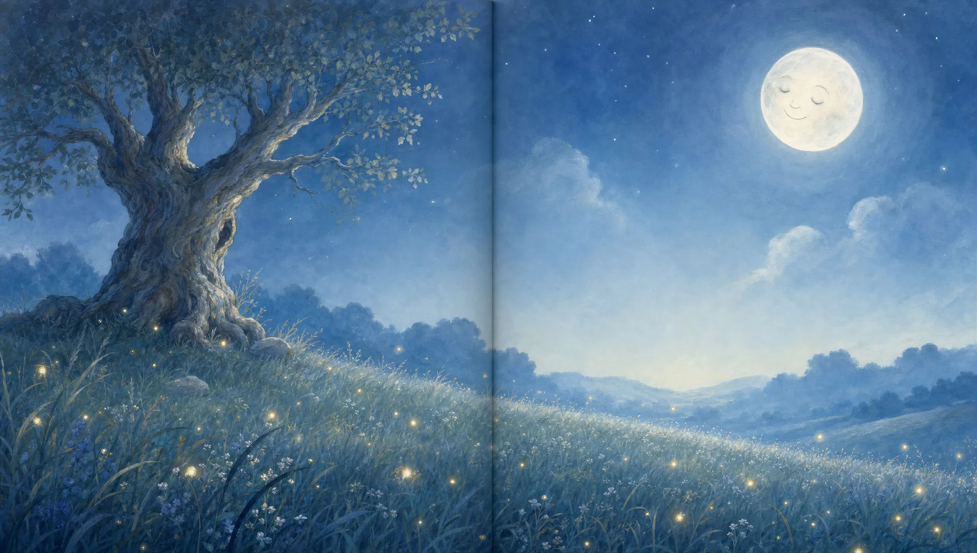 A moonlit meadow