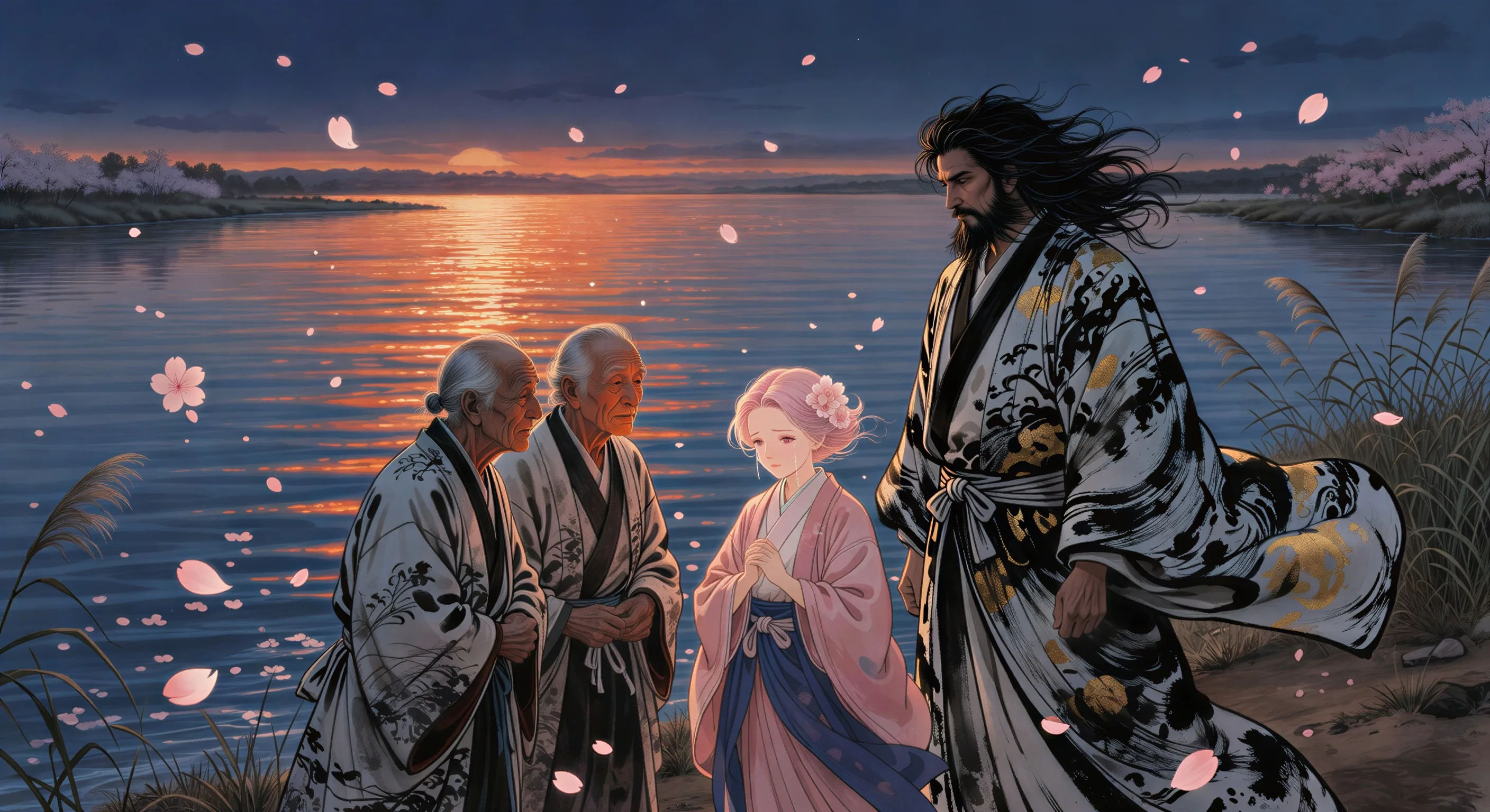 The old couple weeping by the river