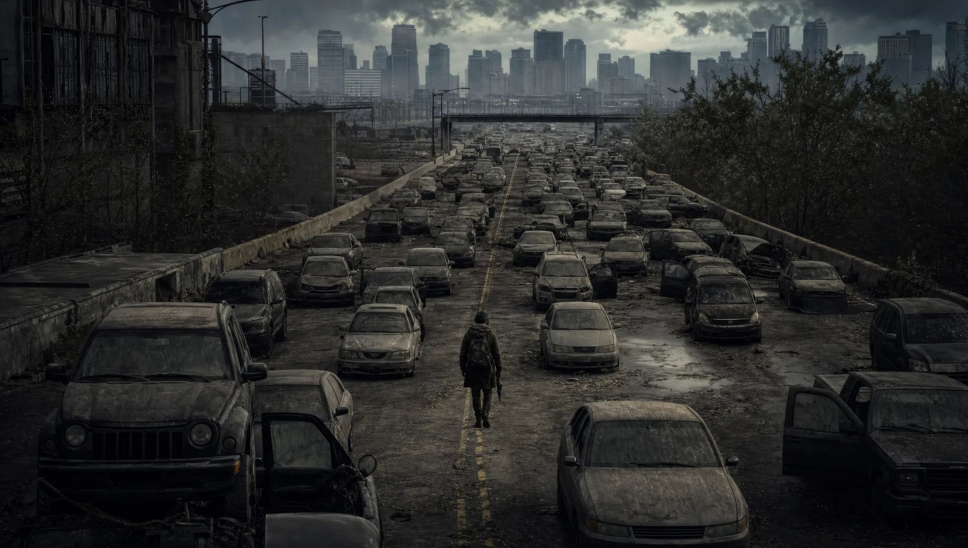 Highway of abandoned cars